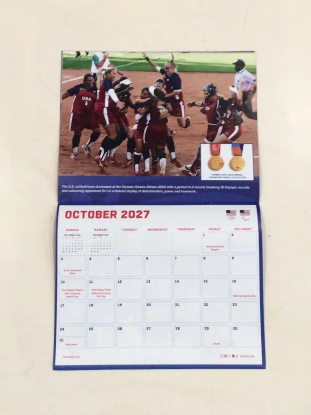 2027 Team USA 16-Month Wall Calendar 10.5